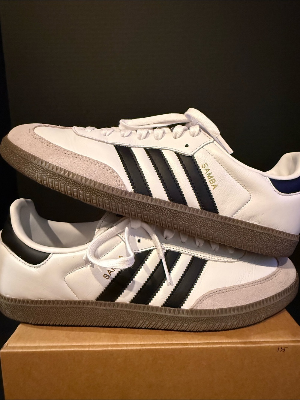 adidas Samba OG with Black Stripes and Gum Sole size 12M